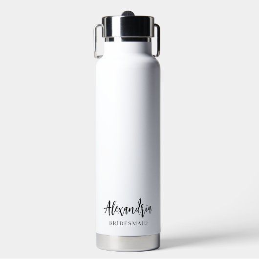 Minimalistische Aangepaste Naam Trouwfeest Waterfles (Voorkant)