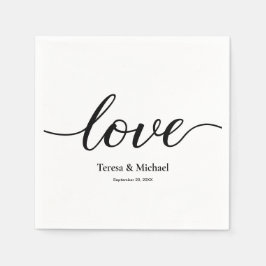 Minimalistische aangepaste namen Liefde Zwart scri Servet