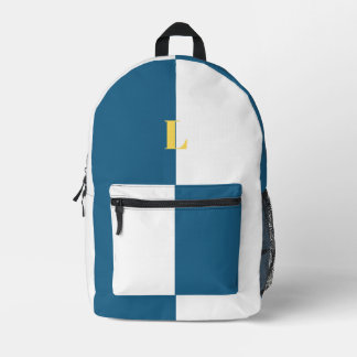 Minimalistische aangepaste navyblauwe en witte rug bedrukte rugzak