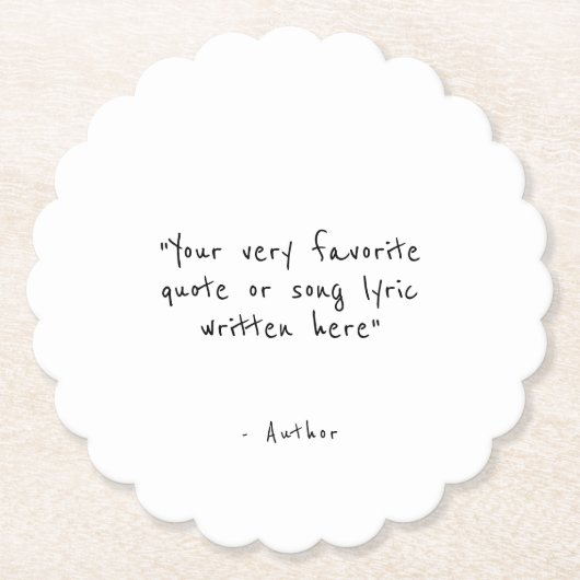 Minimalistische aangepaste quote kartonnen onderzetters (Voorkant)