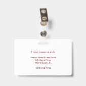 Minimalistische aangepaste rode hotel valet-werkne badge (Achterkant met clip)