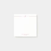 Minimalistische aangepaste roze script monogram post-it® notes (Voorkant)