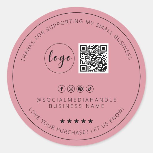 Minimalistische aangepaste stoffige Roos dank u St Ronde Sticker (Voorkant)