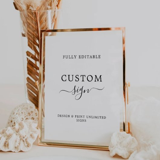 Minimalistische aangepaste teken bewerkbare bruilo reclamebord met voetstuk