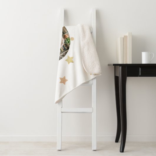 Minimalistische aangepaste tekst en foto sherpa deken (In situ)