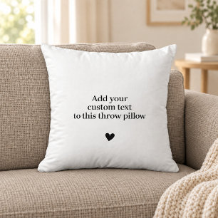 Minimalistische aangepaste tekst met hart aandenke kussen
