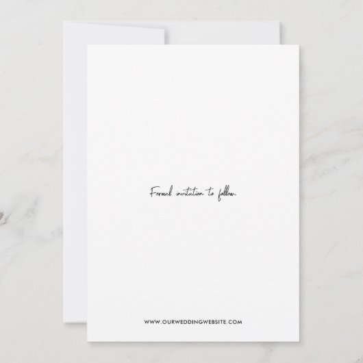 Minimalistische aangepaste volledige namen One Pho Save The Date (Achterkant)
