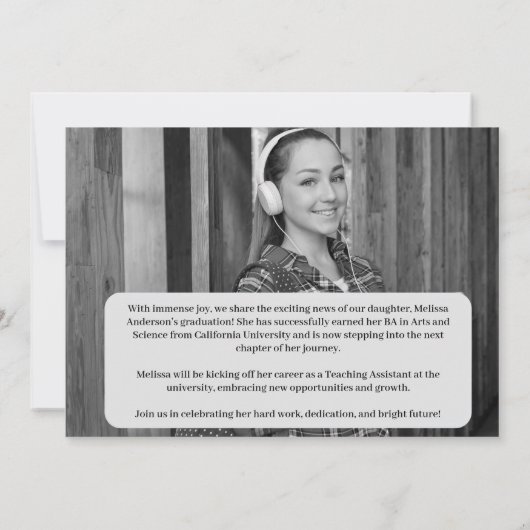 Minimalistische aankondiging van 2 foto-Afstuderen (Achterkant)