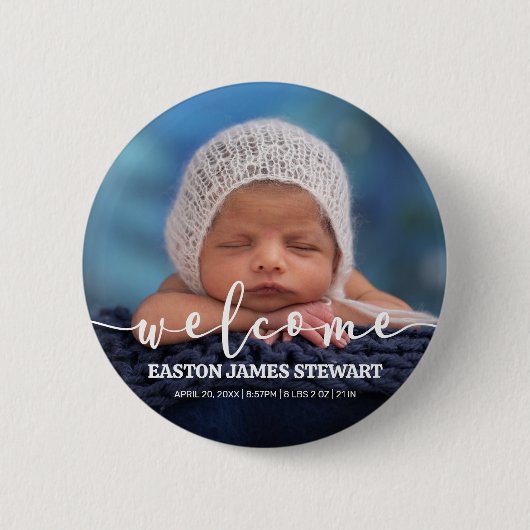 Minimalistische aankondiging van de foto Baby ter Ronde Button 5,7 Cm (Voorkant)