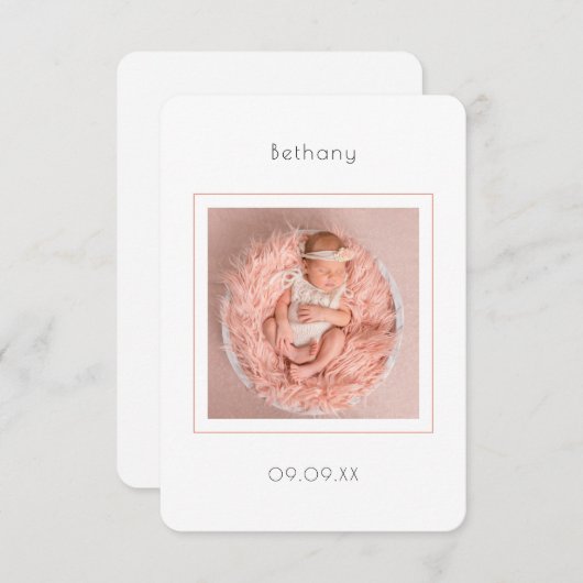 Minimalistische aankondiging van de geboorte van e (Voorkant / Achterkant)