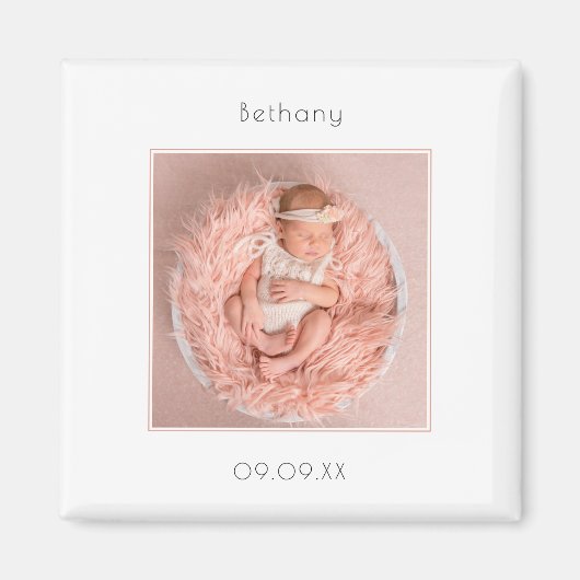 Minimalistische aankondiging van de geboorte van e magneet (Voorkant)