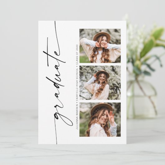 Minimalistische aankondiging van het Afstuderen va (Staand voorkant)