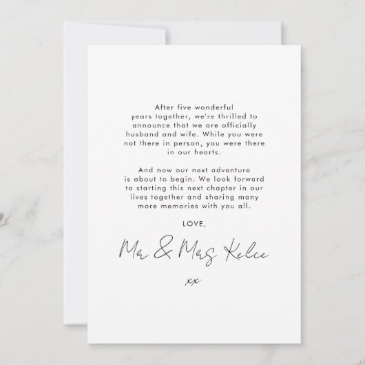 Minimalistische aankondiging van het Verloving van (Achterkant)