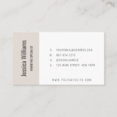 Minimalistische aanpasbare professionele beige visitekaartje (Achterkant)