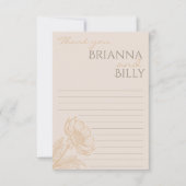 Minimalistische aardachtige bloemenbruiloft bedank bedankkaart (Voorkant)