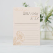 Minimalistische aardachtige bloemenbruiloft bedank bedankkaart (Staand voorkant)