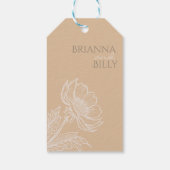 Minimalistische aardachtige bloemenbruiloft gunst cadeaulabel (Achterkant)