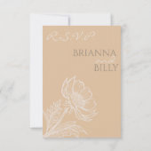 Minimalistische aardachtige bloemenbruiloft RSVP-K Bedankkaart (Achterkant)