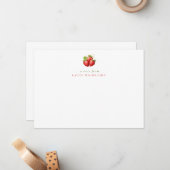 Minimalistische aardbeien gepersonaliseerde briefp notitiekaartje (Voorkant / Achterkant in situ)