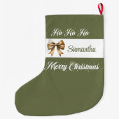 Minimalistische aardetint Kerstsok Naam (Achterkant)