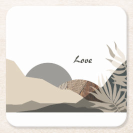 Minimalistische aardetinten Boho "Liefde" Kartonnen Onderzetters