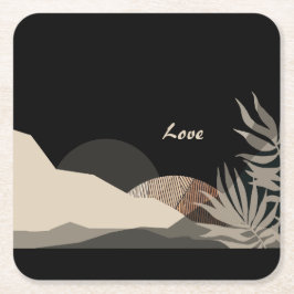 Minimalistische aardetinten Boho "Liefde" Kartonnen Onderzetters