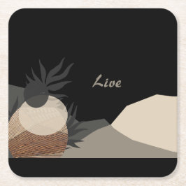 Minimalistische aardetinten Boho "Live" Kartonnen Onderzetters