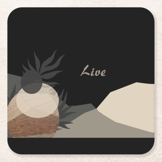 Minimalistische aardetinten Boho "Live" Kartonnen Onderzetters (Voorkant)