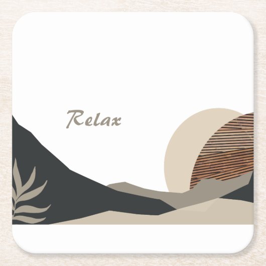 Minimalistische aardetinten Boho "Relax" Kartonnen Onderzetters (Voorkant)