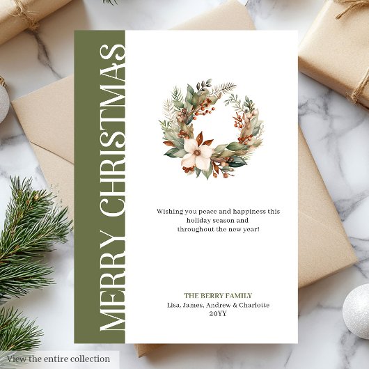 Minimalistische aardetinten Kerstkaart