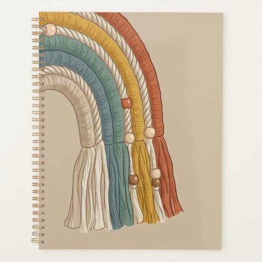 Minimalistische Aardetone Boho Macramé Regenboog Planner (Voorkant)