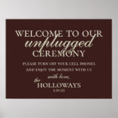 Minimalistische aardetone onplugde huwelijksceremo poster (Voorkant)