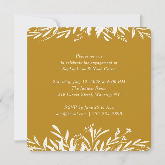 Minimalistische aardetoneel mosterdgele bloemige v kaart (Voorkant)