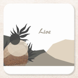 Minimalistische aardetonen Boho "Live" Kartonnen Onderzetters
