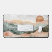 Minimalistische aardse aquarel berglandschap bureaumat (Keyboard & Muis)