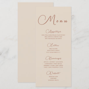Minimalistische aardse beige menu