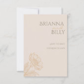 Minimalistische Aardse Bloemen Huwelijk Save The D Save The Date (Voorkant)