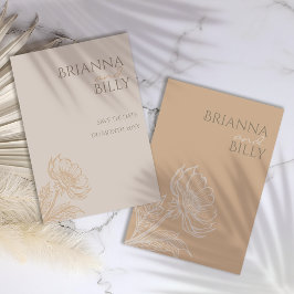 Minimalistische Aardse Bloemen Huwelijk Save The D Save The Date