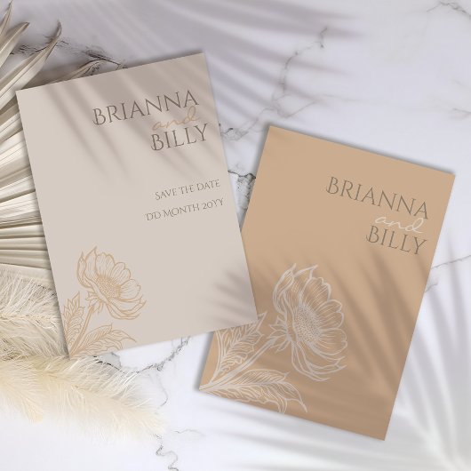 Minimalistische Aardse Bloemen Huwelijk Save The D Save The Date