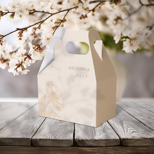 Minimalistische aardse bloemenbruiloft bedankdoosjes