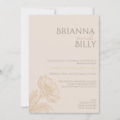 Minimalistische aardse bloemige bruiloft uitnodigi kaart (Voorkant)