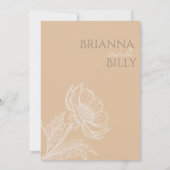 Minimalistische aardse bloemige bruiloft uitnodigi kaart (Achterkant)