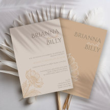 Minimalistische aardse bloemige bruiloft uitnodigi