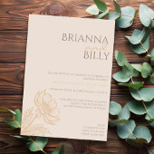 Minimalistische aardse bloemige bruiloft uitnodigi kaart