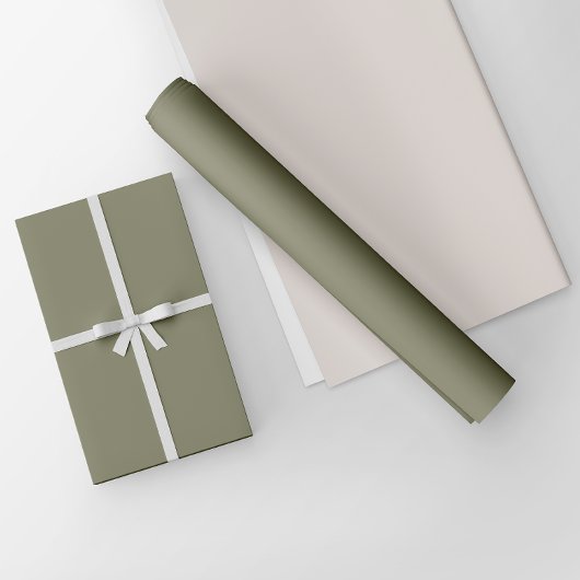 Minimalistische Aardse Olijfgroene Plain Solid Col Cadeaupapier