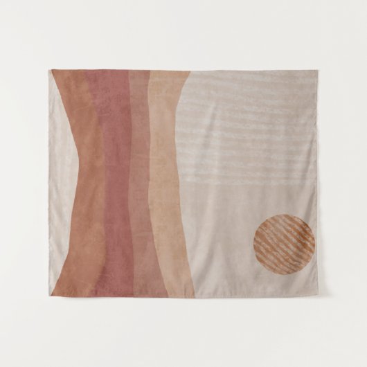 Minimalistische aardse tinten Abstracte landschaps Wandkleed (Voorkant (horizontaal))