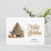 Minimalistische aardse tinten waterverf kerstboom feestdagenkaart (Staand voorkant)