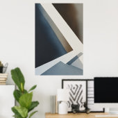 Minimalistische Abstract Blauw Grijs Beige Poster (Thuiskantoor)