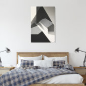 Minimalistische Abstract Zwart Wit Grijs Canvas Afdruk (Insitu (Slaapkamer))