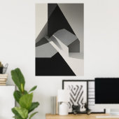 Minimalistische Abstract Zwart Wit Grijs Poster (Thuiskantoor)